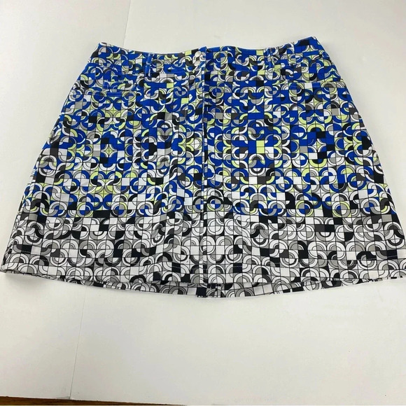 Slazenger Womens 6 Golf Tennis Athletic Skort Blue Green Geometric Pattern - Picture 1 of 7